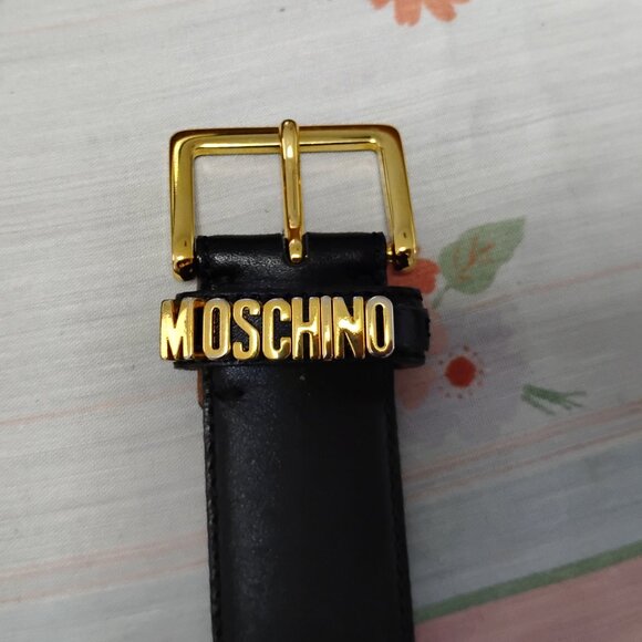 ❤️MOSCHINO Redwall Italy Black All Genuine Leather Belt SZ 27-31 main image 4